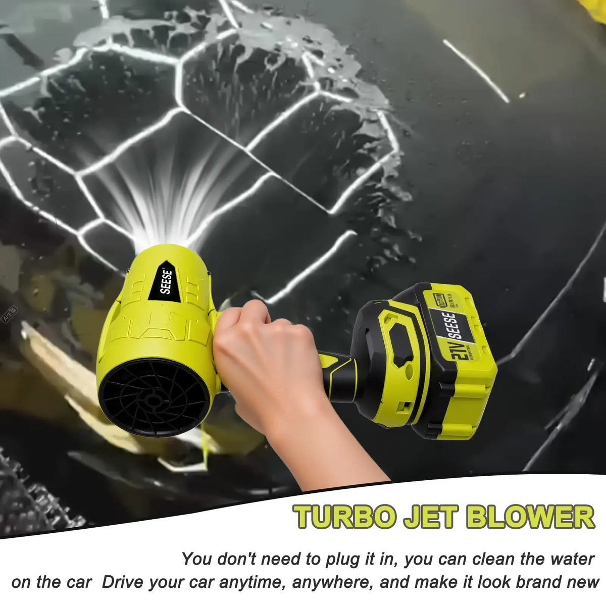 Cordless Turbo Jet Blower for Leaf Clearing & Car Drying